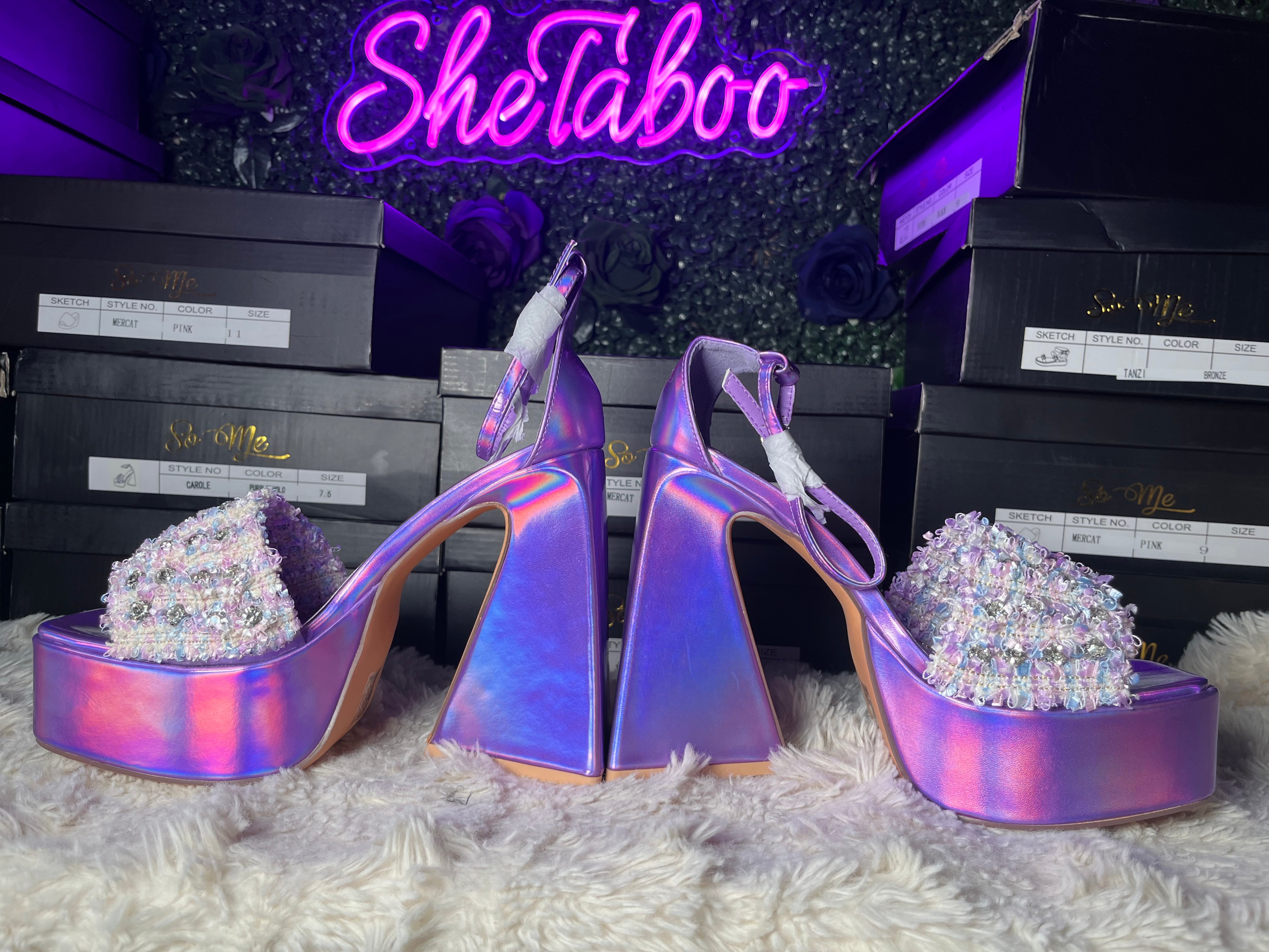 Carole holographic heels